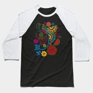 Mexican Bird Embroidery Effect Baseball T-Shirt